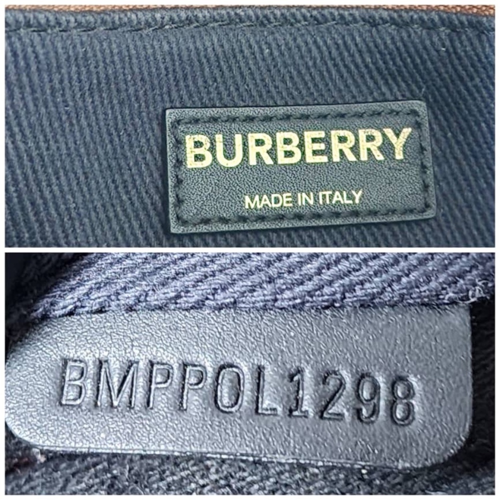 Authentic BURBERRY Pocket Mini Monogram Stripe E-Canvas Shoulder Bag Brown/Black - Picture 3 of 15
